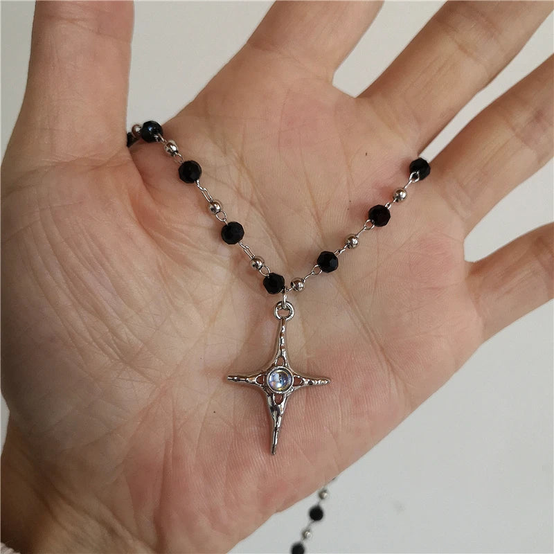 Kpop Cool Punk Vintage Star Pendant Chains Necklace for Men Women Egirl Hip Hop 90S Grunge Aesthetic EMO Jewelry Y2K Accessories