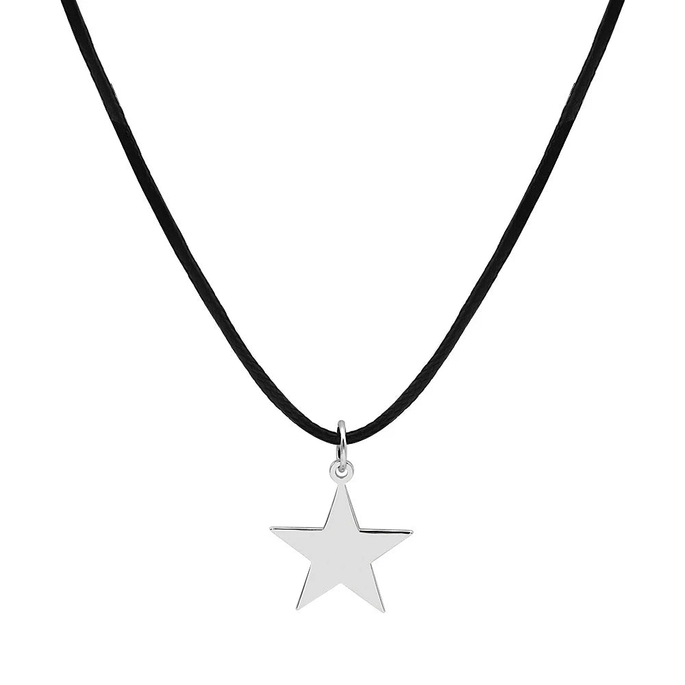 Kpop Cool Punk Vintage Star Pendant Chains Necklace for Men Women Egirl Hip Hop 90S Grunge Aesthetic EMO Jewelry Y2K Accessories