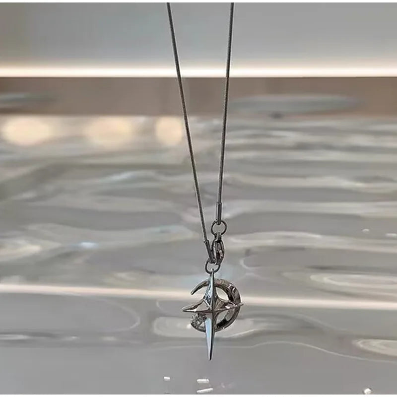 Kpop Cool Punk Vintage Star Pendant Chains Necklace for Men Women Egirl Hip Hop 90S Grunge Aesthetic EMO Jewelry Y2K Accessories