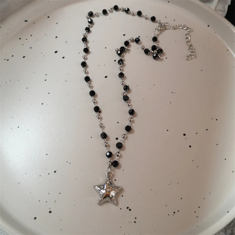 Kpop Cool Punk Vintage Star Pendant Chains Necklace for Men Women Egirl Hip Hop 90S Grunge Aesthetic EMO Jewelry Y2K Accessories